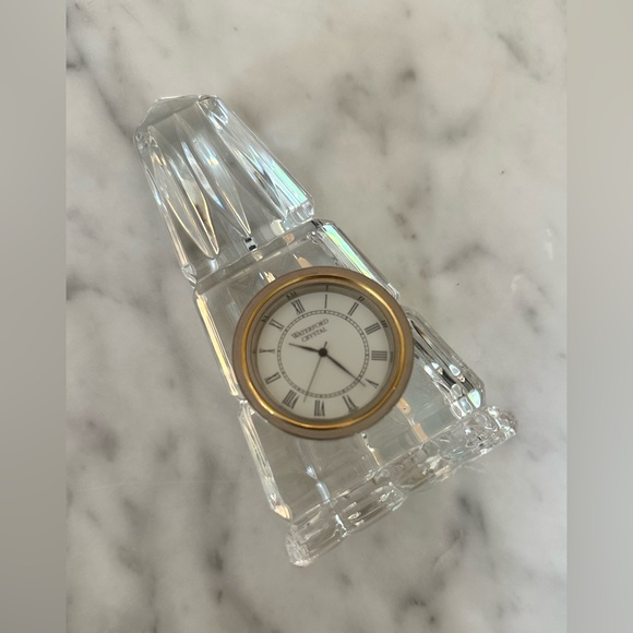 Waterford Cut Crystal Obelisk Pyramid Desk Clock - VINTAGE - Picture 6 of 15